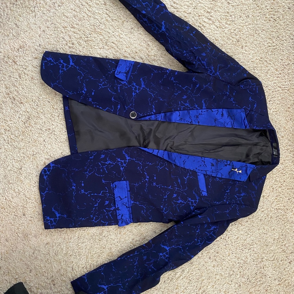 Blue printed suit jacket